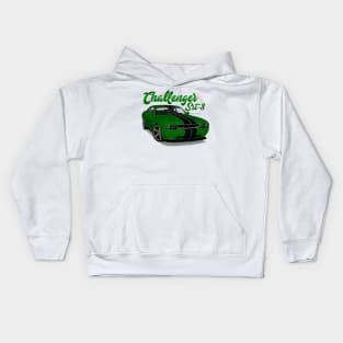 Challenger Srt-8 Green Stripe Front Kids Hoodie